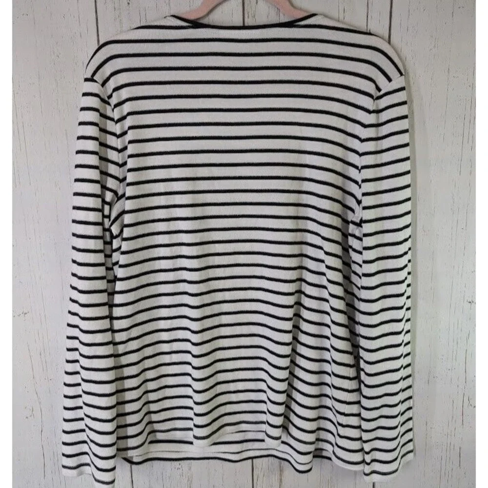 Charter Club Size XXL Black White‎ Stripe Pima Cotton Long Sleeve Womens Top - Picture 8 of 8